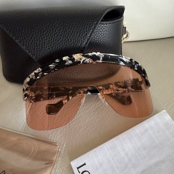 NEW Loewe Women Sunglasses Coloured Havana Bordeaux Mask Shield LW40034U 55S main image 11